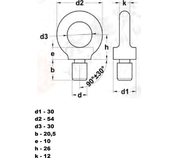 Рым-болт оцинкованный YXR M12, DIN 580, 3 шт YXR1056-04-3