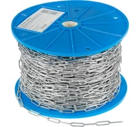 Длиннозвенная цепь ТУНДРА krep, DIN 763, диаметр 2 мм, сварная, оцинкованная, 100 м 2579455