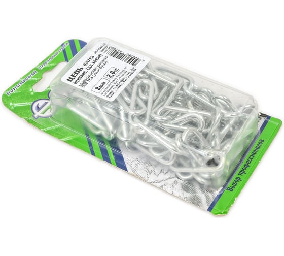 Цепь Fixbox DIN 763, дл. звено, 3 мм, белый цинк, 2 м 204530