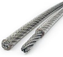 Трос нержавеющий KREPFIELD 4,0/5,0 мм сталь А4 плетение 7х7 средней мягкости в ПВХ оплетке 250 метров 814593А4ТРОС4,0х5,0ММ-250