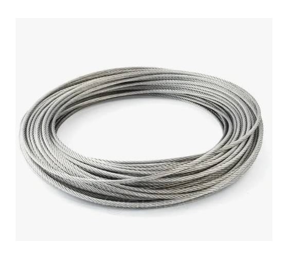 Трос нержавеющий KREPFIELD 1,0/1,5 мм сталь А4 плетение 7х7 средней мягкости в ПВХ оплетке 250 метров 814593А4ТРОС1х1,5ММ-250