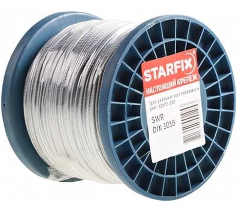 Стальной трос STARFIX в ПВХ, SWR М2, PVC М3, DIN 3055, бухта 200 м SMP-53703-200