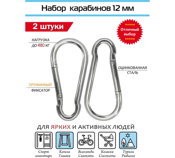 Набор карабинов SOLARIS 12 мм, 2 шт. S6209
