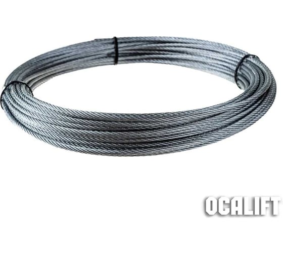 Трос стальной канат для лебедки OCALIFT, г/п 500 кг, диаметр 6,2 мм, длина 50 м, строительный, tros6n50m