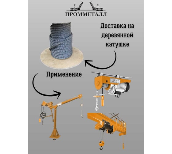 Стальной канат ПРОММЕТАЛЛ ф 20 мм. 50 м.пог., оцинкованный 00007144