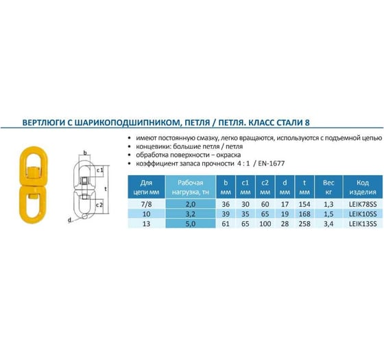 Вертлюг CERTEX петля-петля LEIK78SS LEIK78SSС