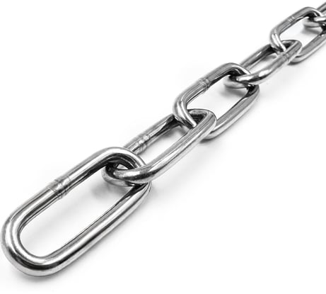 Нержавеющая цепь KREPFIELD 3x26 мм, DIN 763, А2, сварная, длиннозвенная, 5 м 763А2ЦЕПЬ3ММ-5
