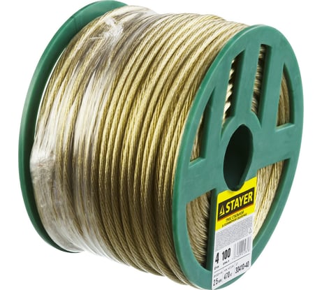 Стальной трос в полимерной оболочке STAYER 4 мм L=100 м 30410-40