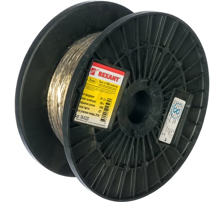 Стальной трос REXANT в ПВХ изоляции d=2.0 мм, катушка 200 метров 09-5320