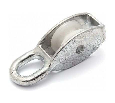 Одинарный блок для троса ПАРТНЕР оцинкованный, нейлоновый шкив 20мм трос 6мм 4690250050663
