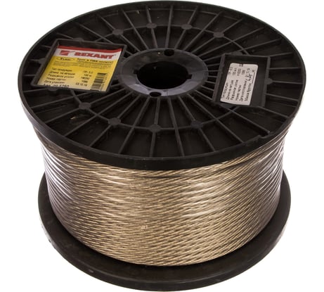 Трос стальной REXANT в ПВХ оплетке d=5 мм, прозрачный (бухта 100м) 09-5250