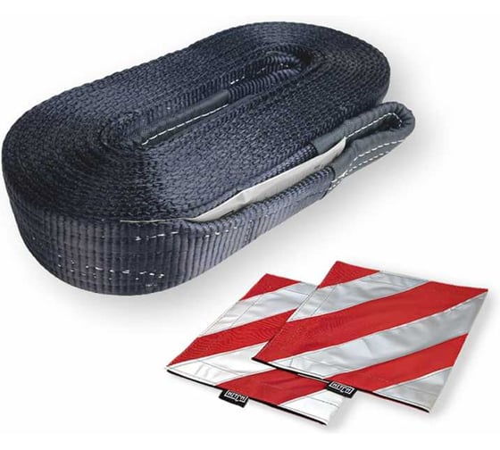 Буксировочный динамический трос HITCH PROF Лента, масса авто 6 т, разрывная 18 т, 8м, петля-петля SZ071513