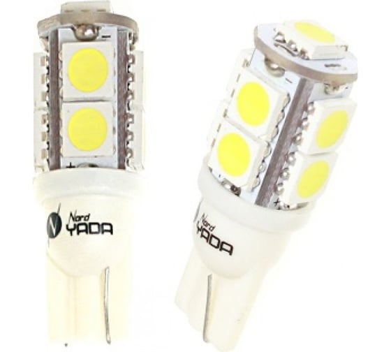 Светодиод Nord-Yada 24 В, T10 9SMD (size 5050) W5W base W2.1*9.5D белый 2 шт. в 1 уп. 907089