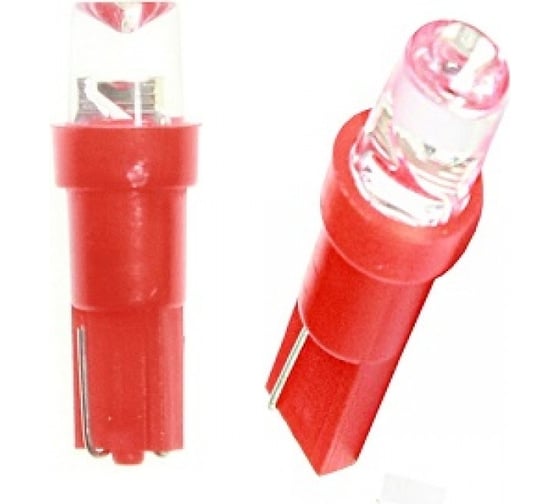 Светодиод Nord-Yada 24 В, T5-01 (1LED)W1,2W Base:W2,0x4,6d 0.24W 0.45 Лм, конус красный 2 шт. в 1 уп. 900445