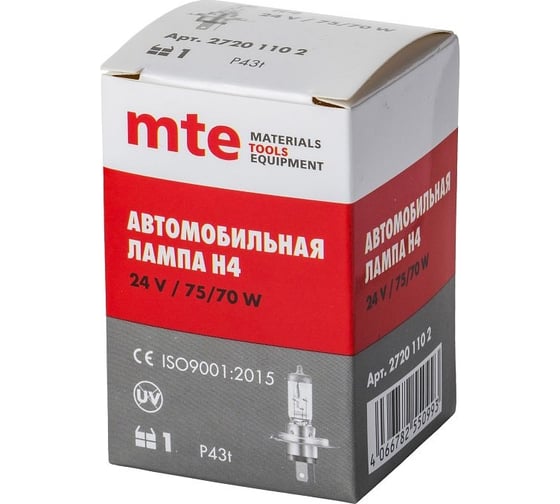 Лампа MTE h4 24v 75/70w p43t 27201102