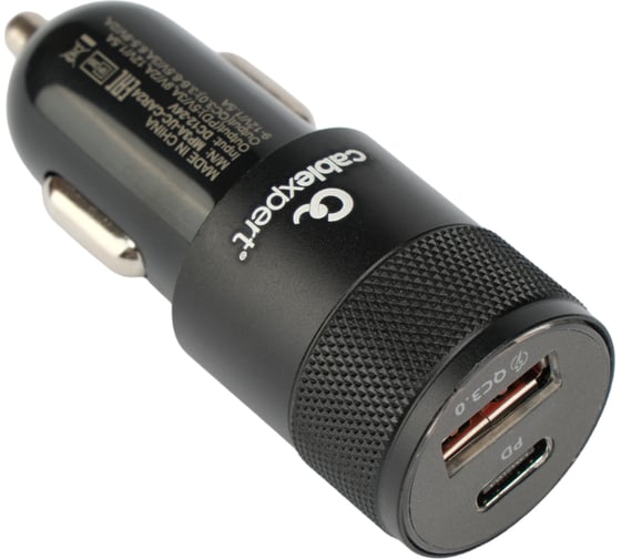 Автомобильное зарядное устройство Cablexpert 38вт, qc3.0/pd, 2 порта: usb и type-c MP3A-UC-CAR24