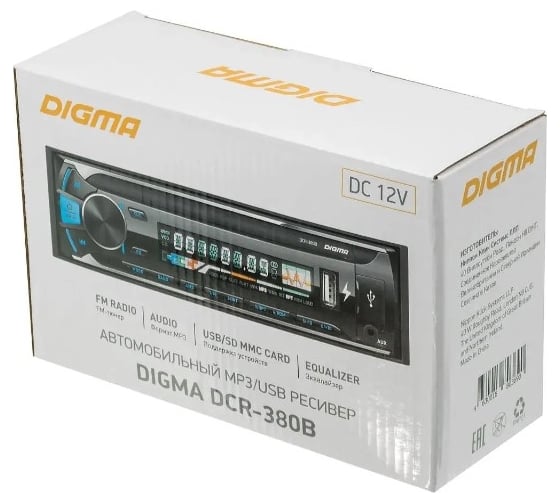 Автомагнитола DIGMA DCR-380B 1DIN, 4x45 Вт 480590