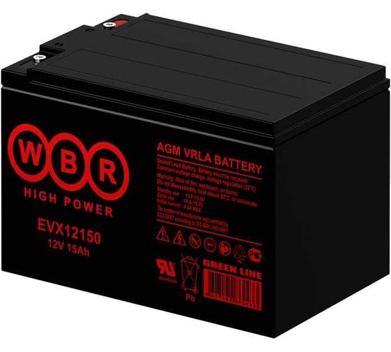Аккумулятор тяговый WBR EVX12300S 12В, 15 Ач УТ-00001300