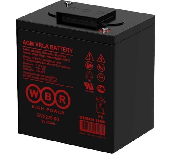 Аккумулятор тяговый WBR EVX225-6G 6В, 225 Ач УТ-00001344