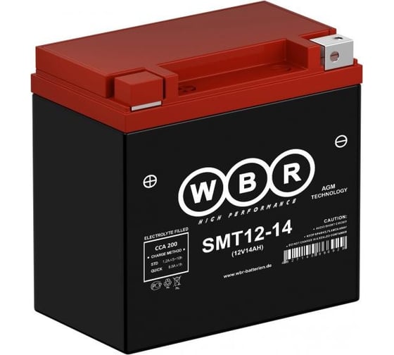 Мото аккумулятор WBR SMT12-14 12В, 14 Ач УТ-00001165 1