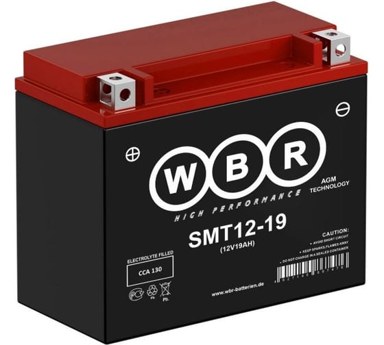 Мото аккумулятор WBR SMT12-19 12В, 19 Ач УТ-00001174 1