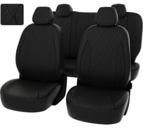 Чехлы PSV Kia Optima IV 2015 2020 г Hyundai Sonata VII LF 2017 2019 г Рестайлинг РОМБ отстрочка черная черная экокожа Статус 132161