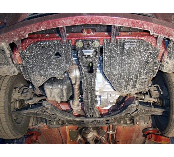 Защита картера и КПП SHERIFF для SUZUKI Aerio 2wd 2001-2006 1.3/ 1.6/ 1.4D/ SUZUKI Liana передний привод 2001-2007 1.3/ 1.6/ 1.4D, гнутая, сталь 2.0 мм, с крепежом 05 0572