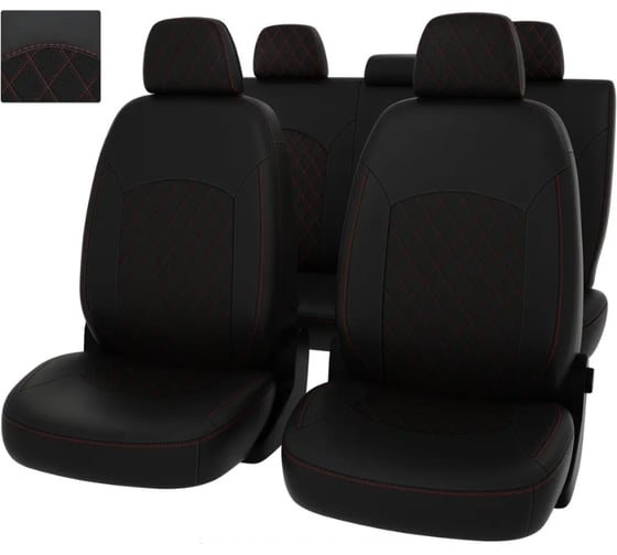 Чехлы PSV VW Golf V VI Jetta V 2003 2012 г РОМБ отстрочка красная черная экокожа Оригинал 136296 1