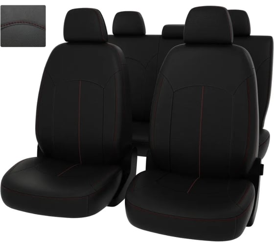 Чехлы PSV VW Golf V VI Jetta V 2003 2012 г черный отстрочка красная экокожа Оригинал 136297 1