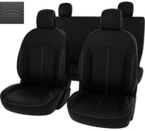 Чехлы PSV Renault Logan II 2012 сплошная спинка черный отстрочка красная экокожа Оригинал 136133