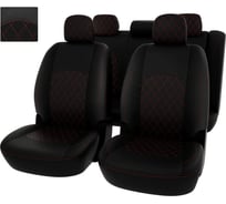 Чехлы PSV Lada Largus 2012 2021 г Норма Люкс 5 мест РОМБ отстрочка красная черная экокожа Оригинал 136168