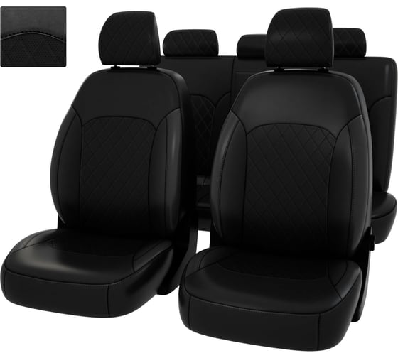 Чехлы PSV Hyundai Elantra VII CN7 2020 РОМБ отстрочка черная черная экокожа Оригинал 135014 1