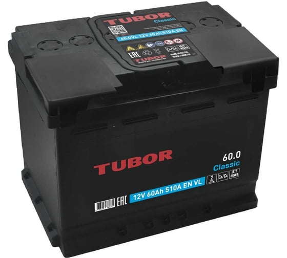 Аккумулятор TUBOR Classic 6СТ-60.0 VL 4607008889963