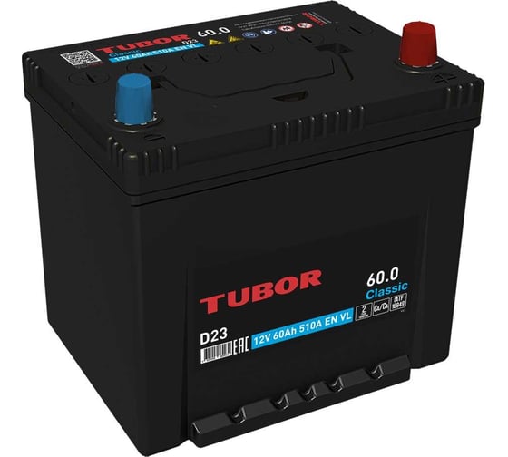 Аккумулятор TUBOR Classic D23 6СТ-60.0 VL 4610082700031
