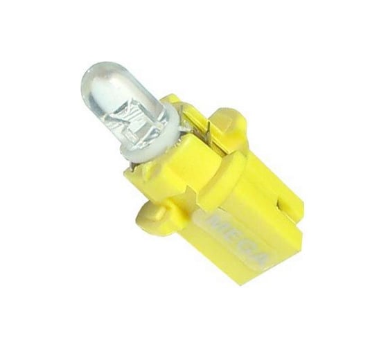 Автолампа BAX1.2W W2x4.6d с патроном B8.5d LED STANDARD YELLOW 4лм 12V 100 1000 MEGAPOWER 30429 1
