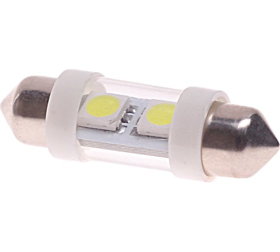 Автолампа C10W SV8.5 2 SMD 5050 WHITE 6000K 36мм 12V 40лм 12V 10 100 MEGAPOWER 85172 1