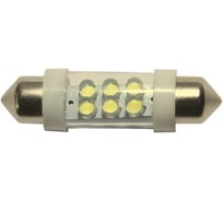Автолампа C10W SV8.5 6 LED BLUE 39мм 90лм 12V 10 100 MEGAPOWER 85154