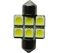 Автолампа C10W SV8.5 6 SMD 5050 WHITE 6000K 31мм 120лм 12V 10 100 MEGAPOWER 85174