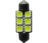 Автолампа C10W SV8.5 6 SMD 5050 WHITE 6000K 36мм 120лм 12V 10 100 MEGAPOWER 85175