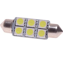 Автолампа C10W SV8.5 6 SMD 5050 WHITE 6000K 39мм 120лм 12V 10 100 MEGAPOWER 85181