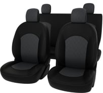 Чехлы PSV Renault Logan II 2012 сплошная спинка РОМБ отстрочка красная черная экокожа Оригинал 136134