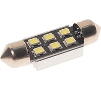 Автолампа C5W SV8.5 6 SMD 2835 WHITE 6000K 36мм 90лм 24V 10 100 MEGAPOWER 70252
