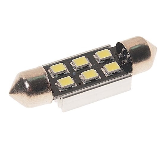 Автолампа C5W SV8.5 6 SMD 2835 WHITE 6000K 36мм 90лм 24V 10 100 MEGAPOWER 70252