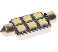 Автолампа C5W SV8.5 6 SMD 5050 WHITE 6000K 36мм 120лм 24V 10 100 MEGAPOWER 70233
