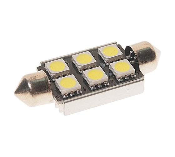 Автолампа C5W SV8.5 6 SMD 5050 WHITE 6000K 36мм 120лм 24V 10 100 MEGAPOWER 70233
