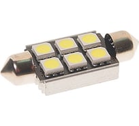 Автолампа C5W SV8.5 6 SMD 5050 WHITE 6000K 39мм 120лм 24V 10 100 MEGAPOWER 70234