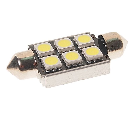 Автолампа C5W SV8.5 6 SMD 5050 WHITE 6000K 39мм 120лм 24V 10 100 MEGAPOWER 70234