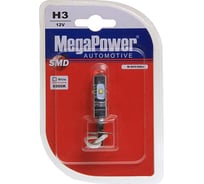 Автолампа H3 PK22s 6 SMD CREE WHITE 6000K 180лм 12V 1 10 100, блистер MEGAPOWER 80536