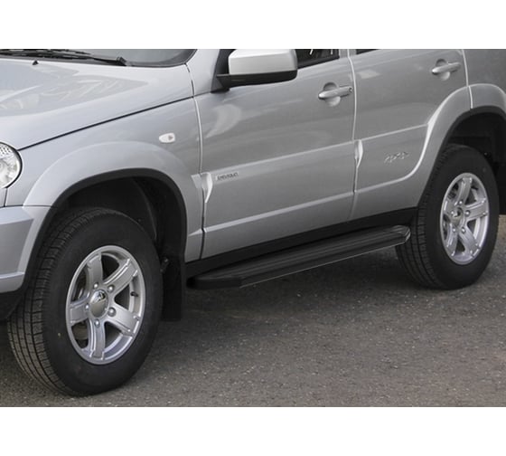 Пороги "Premium-Black" Rival для Chevrolet Niva 2002-2020, 160 см, 2 шт., алюминий, A160ALB.1001.2