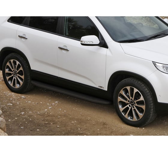 Пороги Rival "Premium-Black" для Kia Sorento II 2012-2020, 173 см, 2 шт., алюминий, A173ALB.2305.2